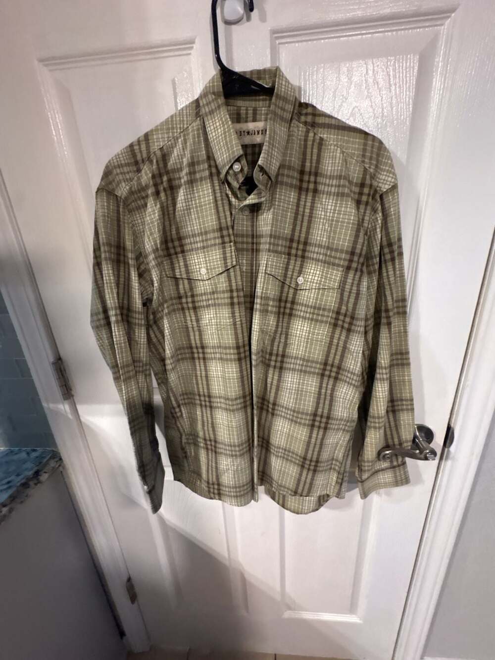 Cody James Mens Green Brown Plaid Long Sleeve Button Down Western Shirt